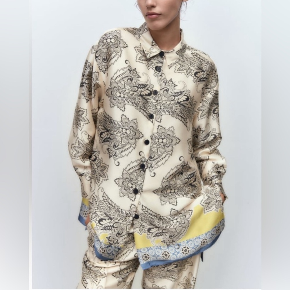 ZARA SATIN EFFECT BUTTON FRONT SHIRT